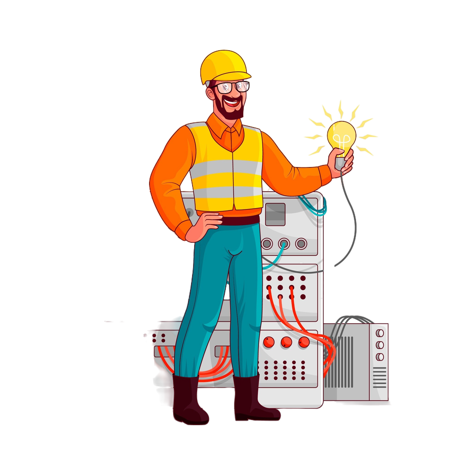 hand drawn electrician cartoon illustration